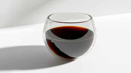 Glass cup of espresso coffee isolated on white background.