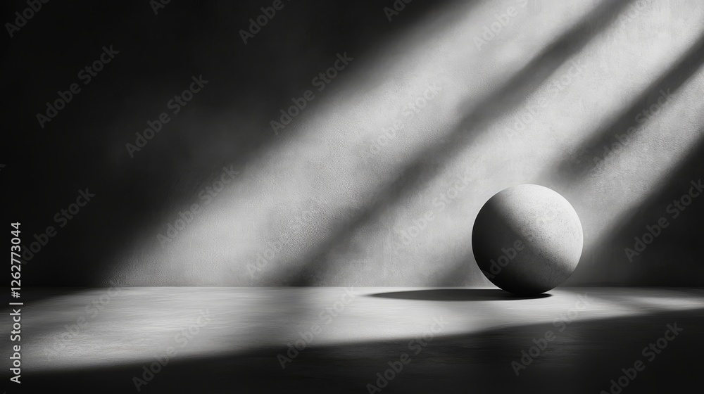 Poster sphere basks in dramatic lighting creating a minimalist composition