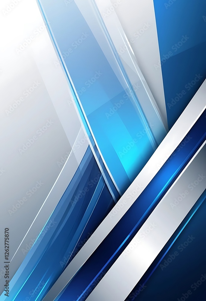 Poster dynamic interplay of blue and silver in an angular abstract design