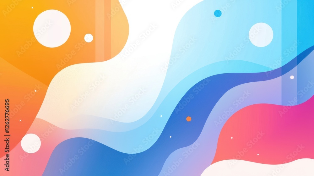 Poster abstract colorful background with soft waves and floating shapes