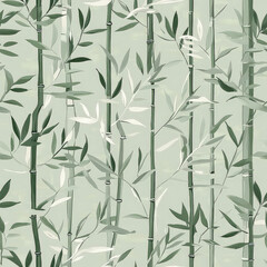 A seamless bamboo forest pattern, where tall green stalks and delicate leaves create a natural and calming design