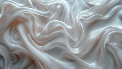 Abstract White silver fabric silk background. White satin texture. Beautiful soft white pattern natural wave texture background. White silver fabric silk panorama background