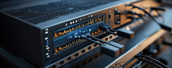 High security global health monitoring equipment with cables and displays