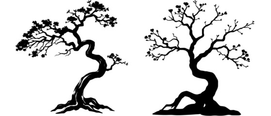 Black silhouette of a tree on a white background. Vector illustration.