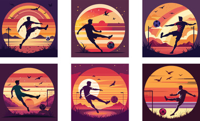 Fototapeta premium Soccer Retro Vintage Vector Set