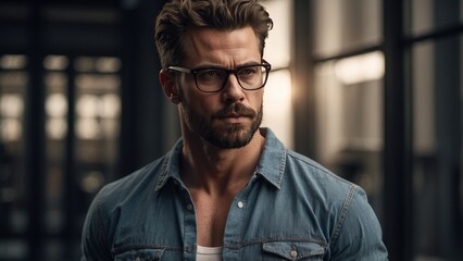 Obraz premium Unyielding Strength and Charisma: A Handsome and Fit Man at His Peak