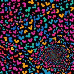 A heart swirl pattern, where tiny hearts spiral into a vortex of colorful energy, creating a fun and mesmerizing effect