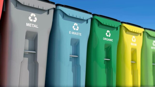 animation recycle bin garbage sorting wastes Ecology green environment concept