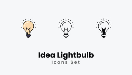 Idea Lightbulb Icons thin line and glyph vector icon stock illustration