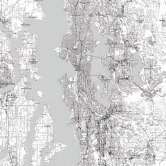 Fototapeta premium Seattle minimalist cartography print with neighborhood labels