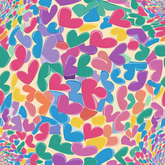 A heart swirl pattern, where tiny hearts spiral into a vortex of colorful energy, creating a fun and mesmerizing effect