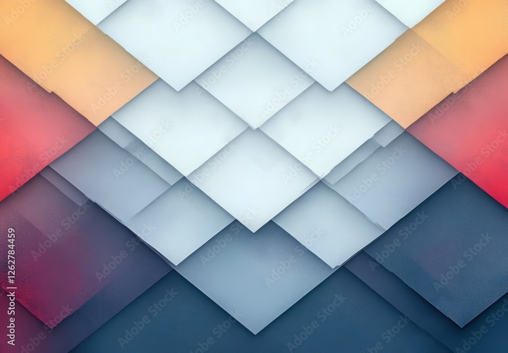 Poster minimalist abstract pattern of overlapping diamonds with soft pastel colors and symmetrical composit