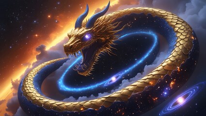abstract background with a dragon in the galaxy ai generated image