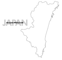 宮崎県の白地図