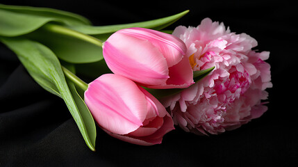  romantic pink tulip and peony bouquet