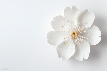 Fototapeta premium Delicate white flower with intricate details on a soft white background. isolated on white background.