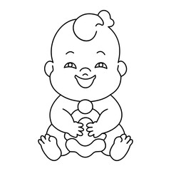 Adorable Baby Line Art Illustration