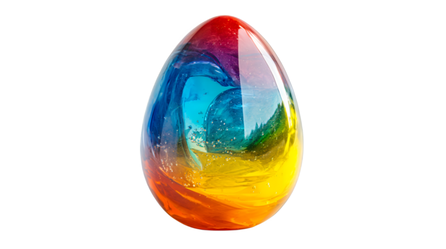 a stained glass egg on a transparent background, PNG image, PNG file, Generative art.