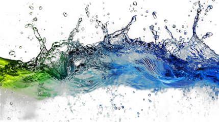 abstract art of blue and green colors in liquid on a transparent background, PNG image, PNG file, Generative art.