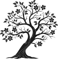 vector illustration of a feather,vector tree with floral elements,vector black silhouette of a tree,black and white floral ornament,black and white flower,abstract floral background