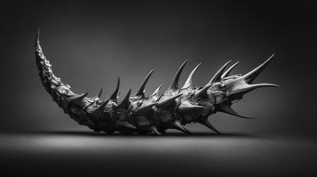 A black and white artistic photograph of a pinecone with an exaggerated spiky texture - Powered by Adobe