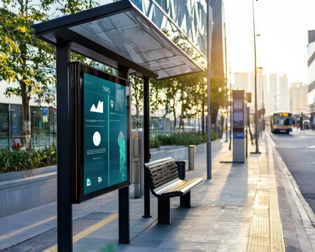 A smart bus stop with real-time air quality updates.