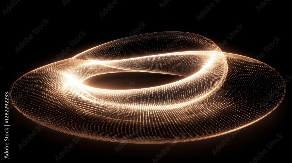 Poster luminous golden torus constructed with tiny illuminated points