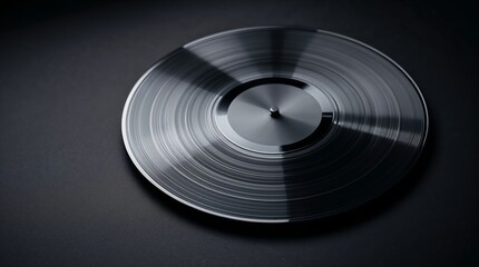 Classic Vinyl Record on Dark Solid Background