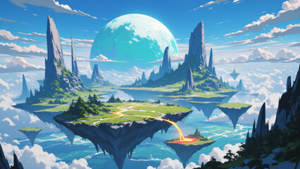 anime wallpaper surreal illustration background..