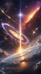 Magical view of galaxy from above the earth generated with ai