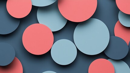 Abstract Background with Overlapping Circles in Coral and Blue Hues
