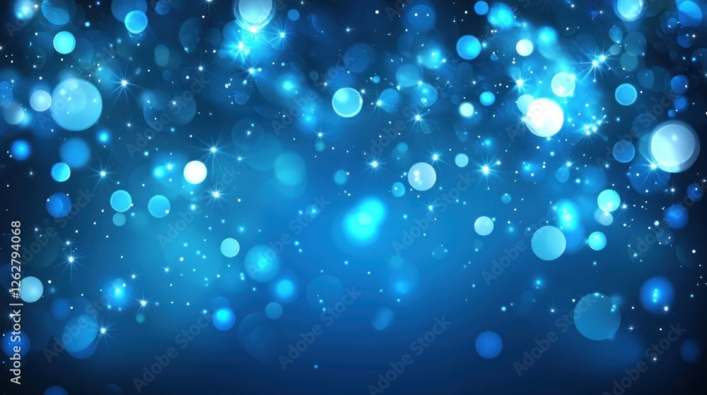 Poster a mesmerizing abstract background featuring soft blue bokeh lights and sparkling particles, creating