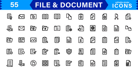 Modern Document and File Icons. Clean & Versatile Icons for Digital Paperwork, Cloud Sync, Folder Organization, and Business Efficiency
