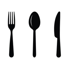 Spoon, fork and knife isolated icons vector illustration on white background.