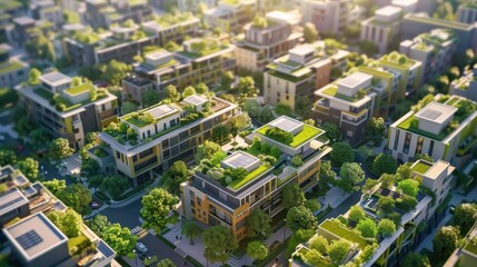 Fototapeta premium Sustainable cityscape with modern green architecture and urban development