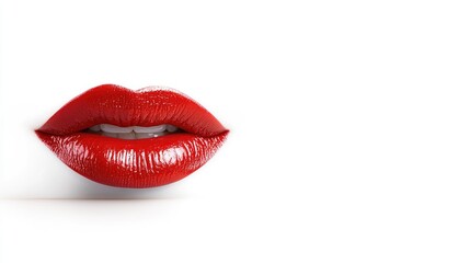Red lips, close-up, white background, beauty advert