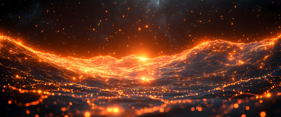 Glowing Cityscape At Night On Hills