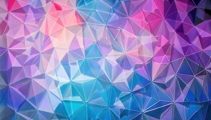 abstract geometric crystal pattern with vibrant pink and blue gradient, faceted glass texture for digital background