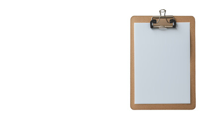 an empty clipboard with a blue clip and a white sheet of paper in a brown case PNG image, PNG file, Generative art.