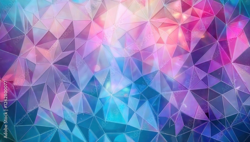Aufkleber abstract geometric crystal pattern with vibrant pink and blue gradient, faceted glass texture for digital background