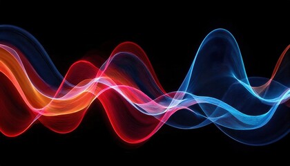 flowing neon lightwave on black background for abstract technology visuals, soundwave design, or energy concepts
