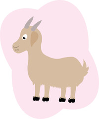 Vector illustration of a cute goat on a white background. Flat style.