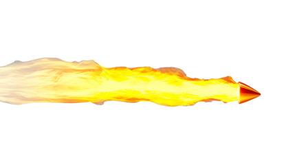 a paper airplane flying through flames on a transparent background, PNG image, PNG file, Generative art.
