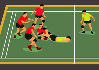 Indian Traditional Game Kabaddi vector, Sportsman Playing Kabaddi 