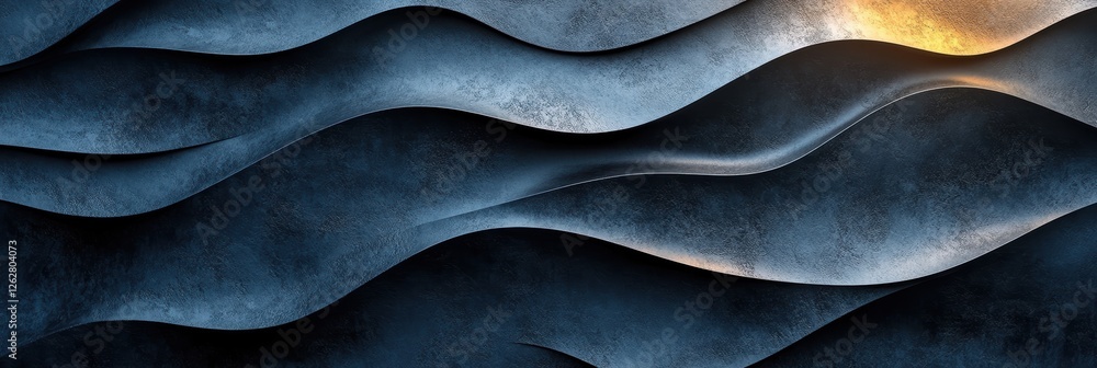 Poster curved shapes create an abstract design on a dark gray background with smooth textures
