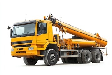Fototapeta premium A concrete pump truck isolated on a white background