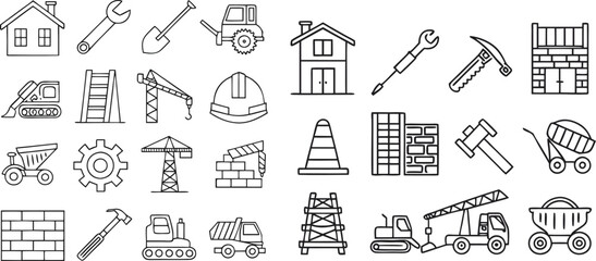 Construction icon set with editable stroke