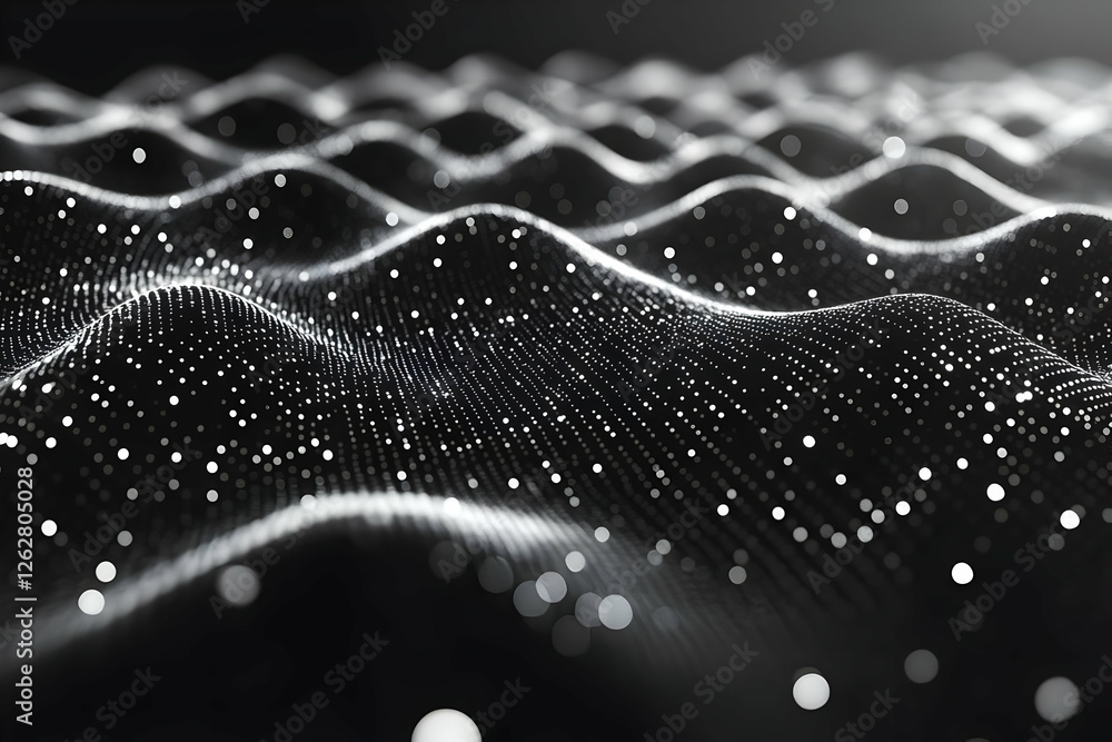 Aufkleber abstract digital wave pattern with glowing particles