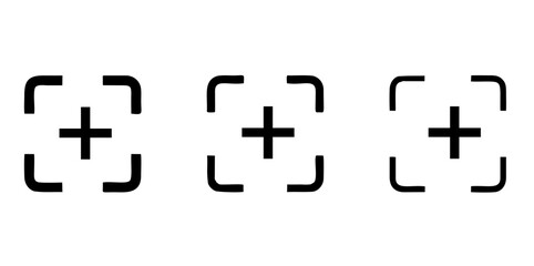 Capture icons, center focus symbols, auto focus icons, screen shot, resize, full screen signs