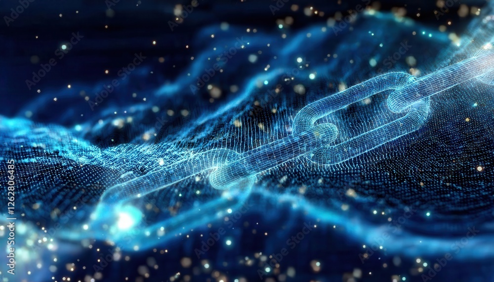 Poster futuristic digital wave of glowing blue data points for technology, artificial intelligence, and sci